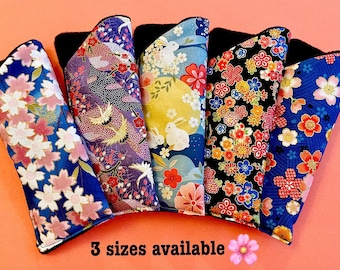 Japanese Sakura, Eyeglasses case,Kimono,Cherry blossom Eyeglasses case,Soft Padded,Reading glass case, Sunglasses sleeve,Large eyeglass case