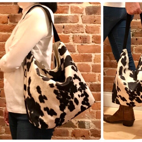 Faux Cowhide Extra Large Size Slouchy Bag Purse Cowhide Etsy