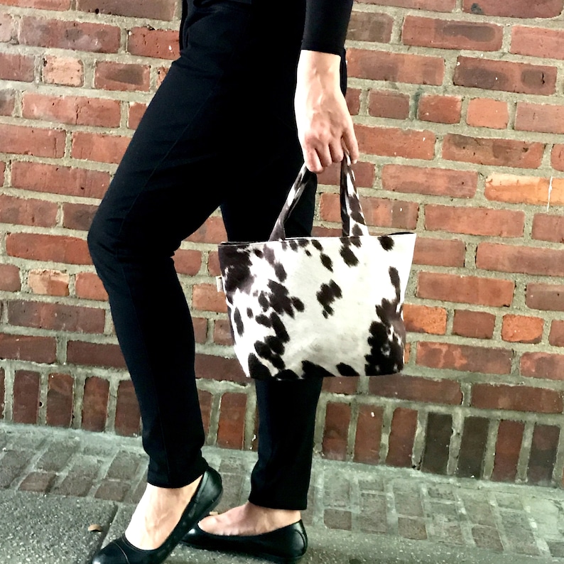 Faux Cowhide Bag Black CowhideBrown Cowhide HandBag Faux Etsy