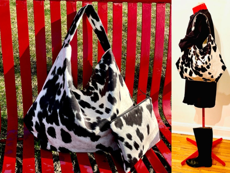 Faux Cowhide Extra Large Size Slouchy Bag Purse Cowhide Etsy