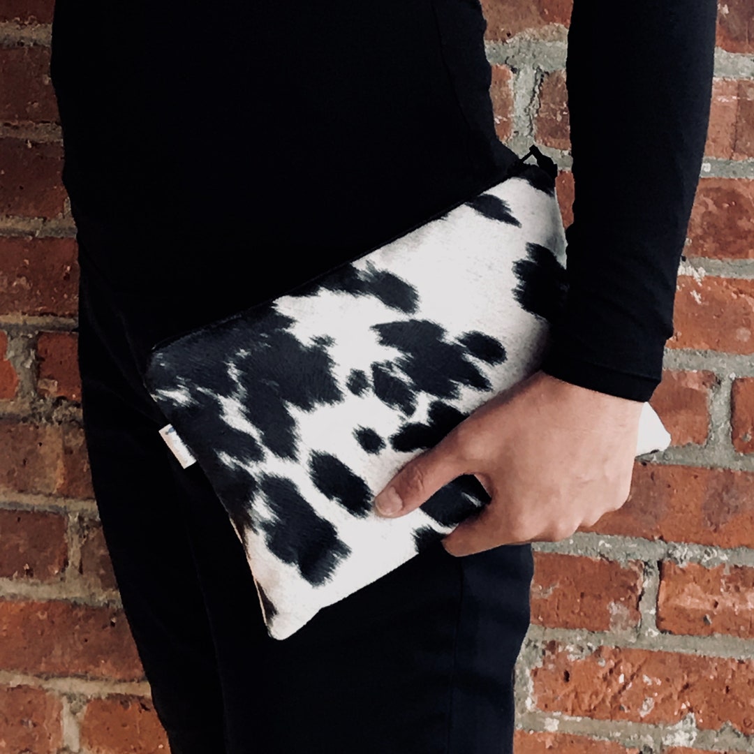 Faux Cowhide Bag, Faux Cowhide Leather Clutch Bag, Cowhide Wristlet