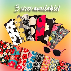 Bold Finnish Poppy Print Fabric Padded Glasses Case: Soft Eyeglass Sleeve, Sunglasses Case