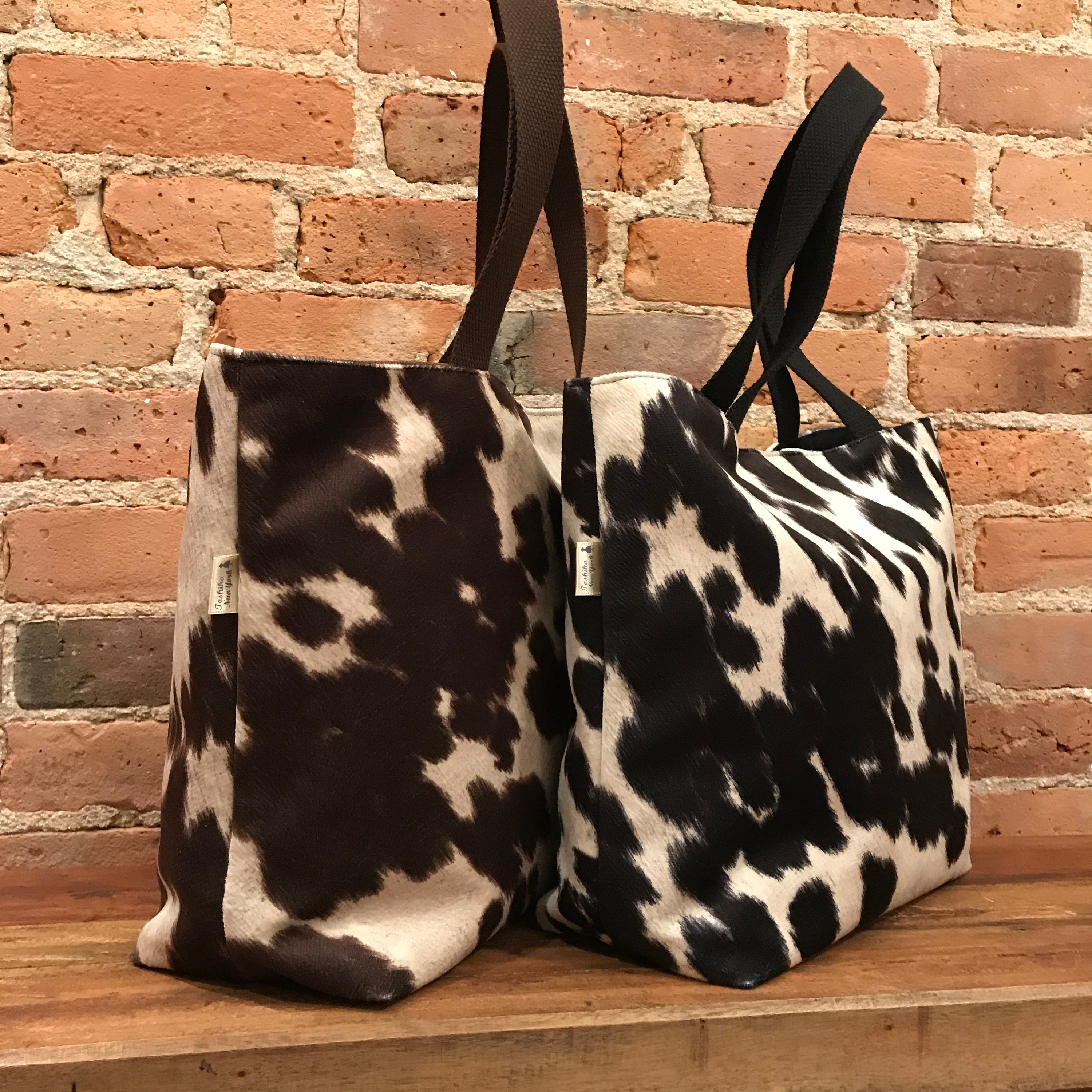 Cowhide Tote purse Eco Friendly Faux Cowhide bag Brown Etsy