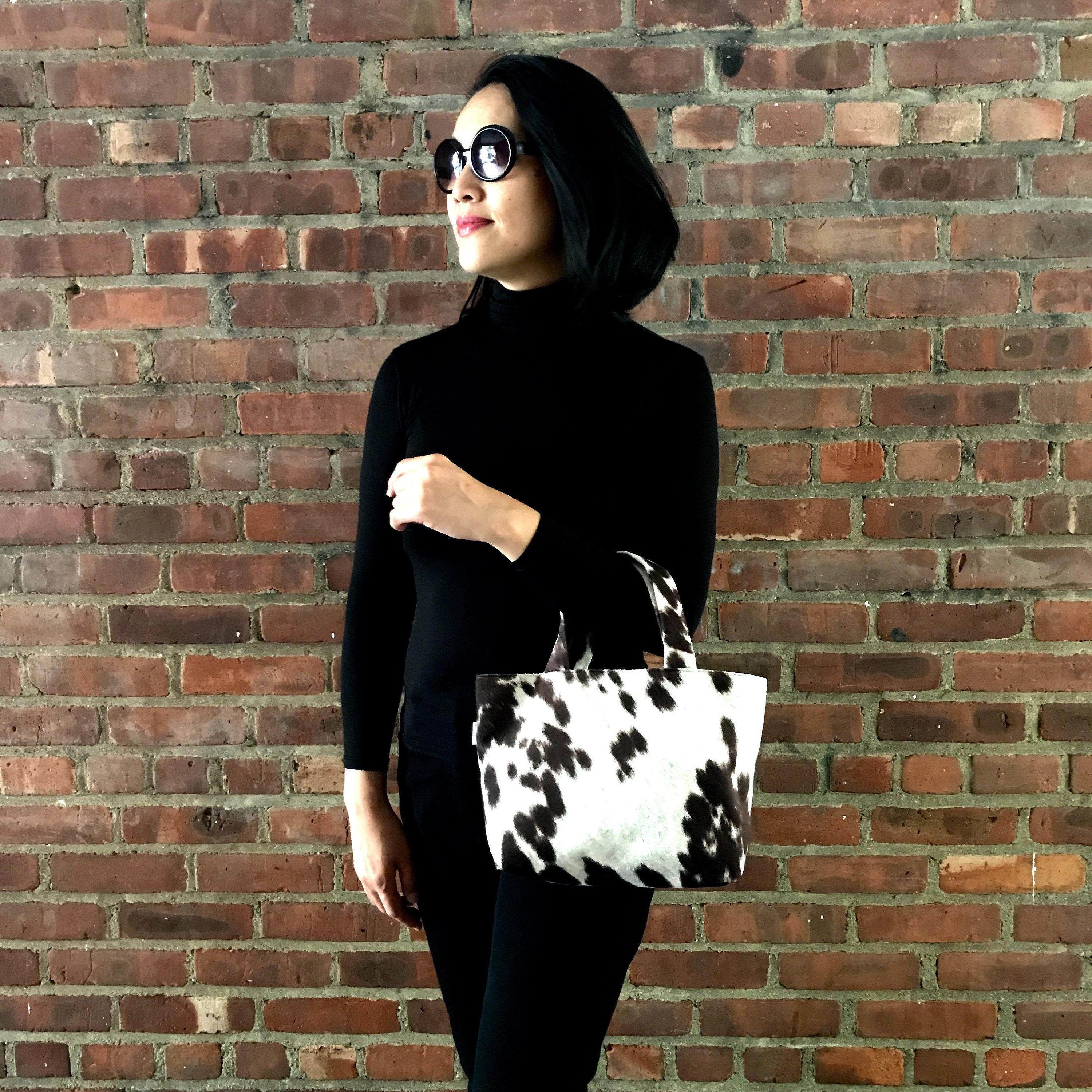 faux cow print purse