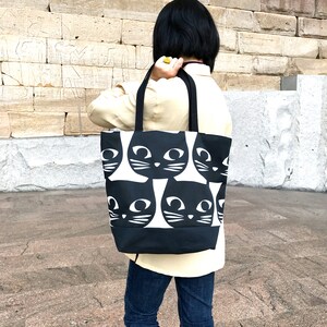 Super cute, Black Cat Large bag, Cat tote bag, Beach bag, Cat shoulder bag, Cat Market bag, Gift for Cat Lover,Black cat bag, Cat Tote purse image 2