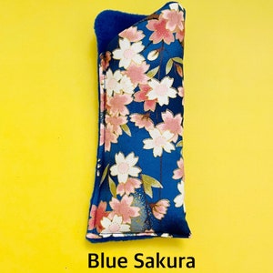 Japanese Sakura, Eyeglasses case,Kimono,Cherry blossom Eyeglasses case,Soft Padded,Reading glass case, Sunglasses sleeve,Large eyeglass case Blue Sakura