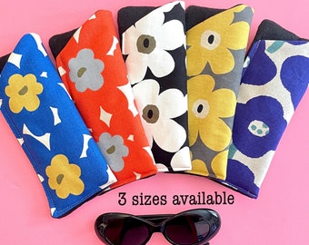 Nordic Poppy Linen Eyeglasses case, Flower Padded Eyeglass case, Large Sunglasses case, Small Reading glasses, Family gifts, Eyeglass sleeve