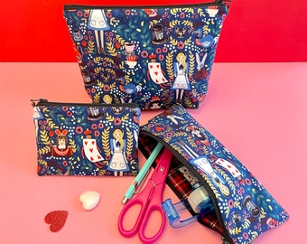 Rifle Paper Co, Alice in Wonderland bag, Coin Purses, small zipper pouch, makeup bag, Credit card holder, Zip Wallet, Pencil zipper pouch