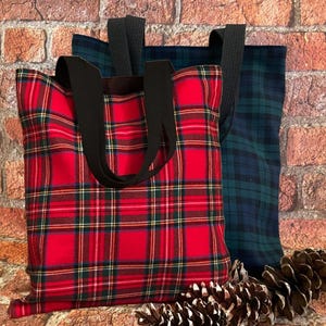 Red Tartan Bag, Plaid Bag,Black watch plaid, Scottish Tartan ,Shoulder Bag, Royal Stewart, tartan tote bag, Red and Green Bag, Holiday bag