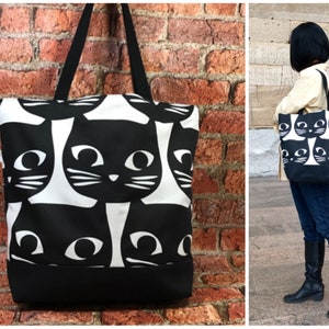 Super cute, Black Cat Large bag, Cat tote bag, Beach bag, Cat shoulder bag, Cat Market bag, Gift for Cat Lover,Black cat bag, Cat Tote purse image 9