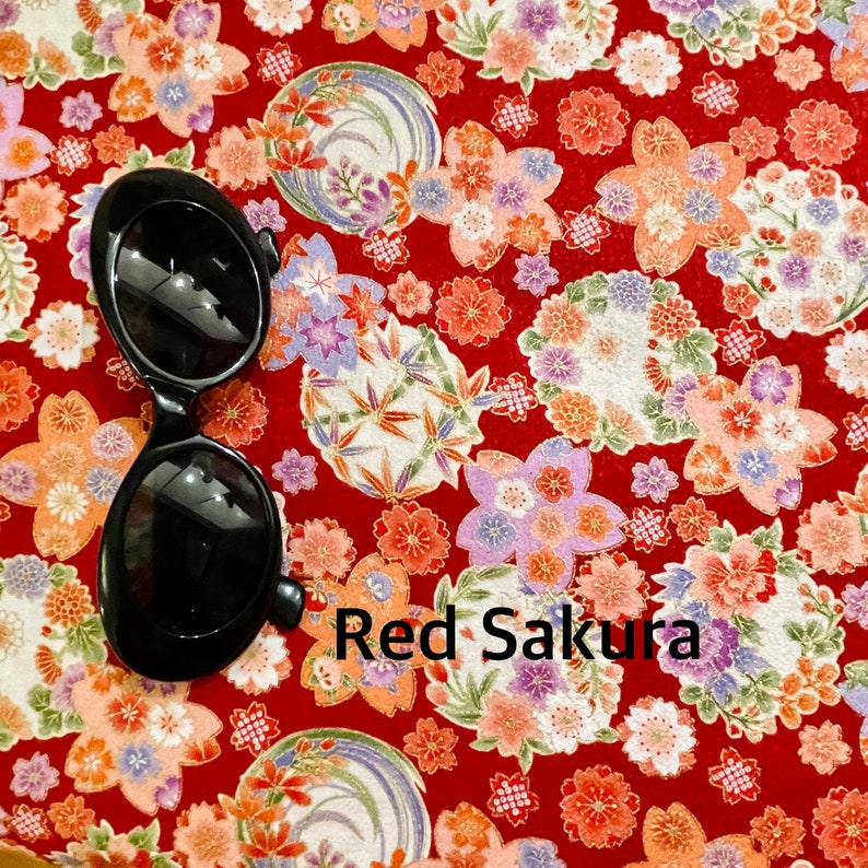 Japanese Sakura, Eyeglasses case,Kimono,Cherry blossom Eyeglasses case,Soft Padded,Reading glass case, Sunglasses sleeve,Large eyeglass case Red Sakura