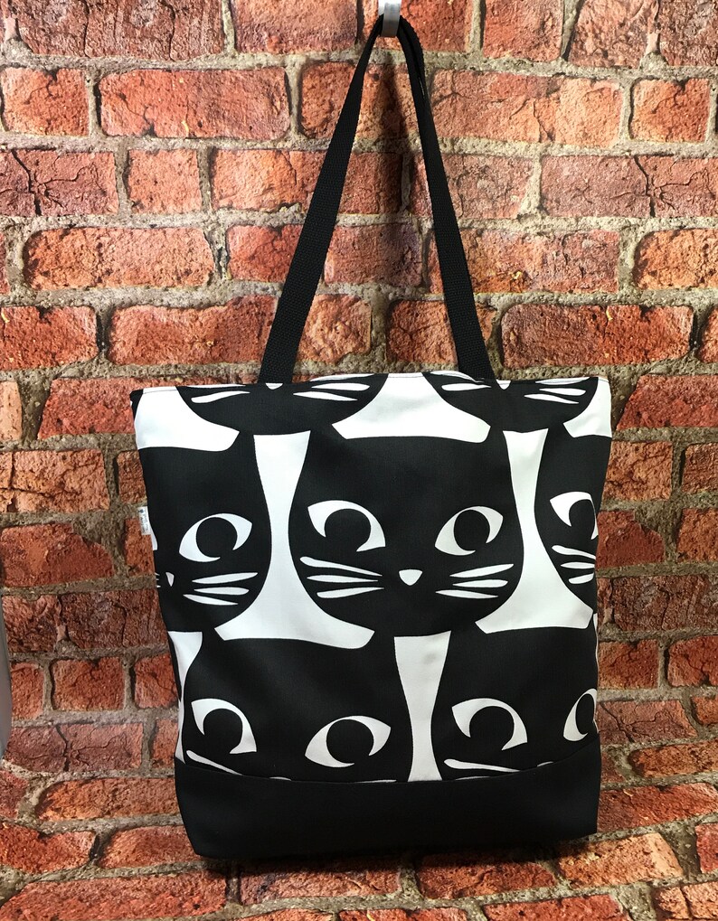 Super cute, Black Cat Large bag, Cat tote bag, Beach bag, Cat shoulder bag, Cat Market bag, Gift for Cat Lover,Black cat bag, Cat Tote purse image 6