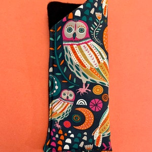 Eyeglasses case, Fox eyeglass sleeve, Owl eyeglass case, Soft Padded, reading glass case, Sunglasses sleeve, Soft eyeglass case Owl