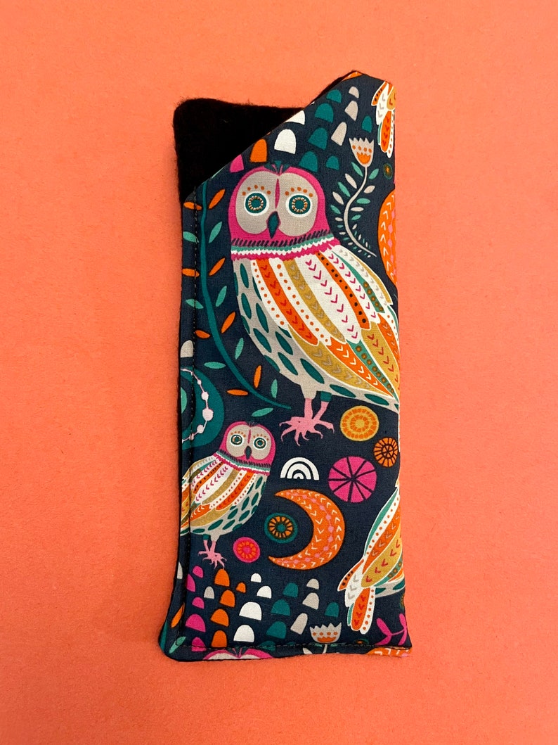 Eyeglasses case, Fox eyeglass sleeve, Owl eyeglass case, Soft Padded, reading glass case, Sunglasses sleeve, Soft eyeglass case Owl