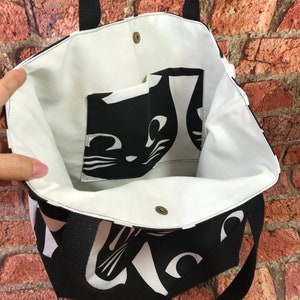 Super cute, Black Cat Large bag, Cat tote bag, Beach bag, Cat shoulder bag, Cat Market bag, Gift for Cat Lover,Black cat bag, Cat Tote purse image 5
