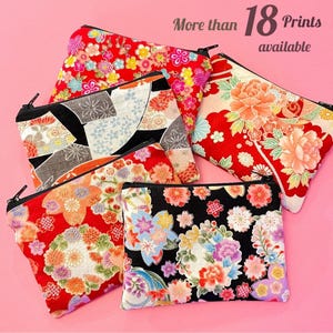Sac kimono japonais, porte-monnaie zippé kimono, pochette florale zippée, porte-monnaie porte-monnaie, porte-cartes, petite pochette zippée. Pochette fleurs de cerisier, Sakura
