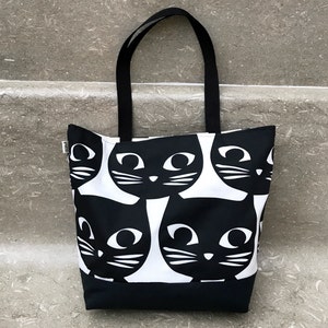 Super cute, Black Cat Large bag, Cat tote bag, Beach bag, Cat shoulder bag, Cat Market bag, Gift for Cat Lover,Black cat bag, Cat Tote purse image 4