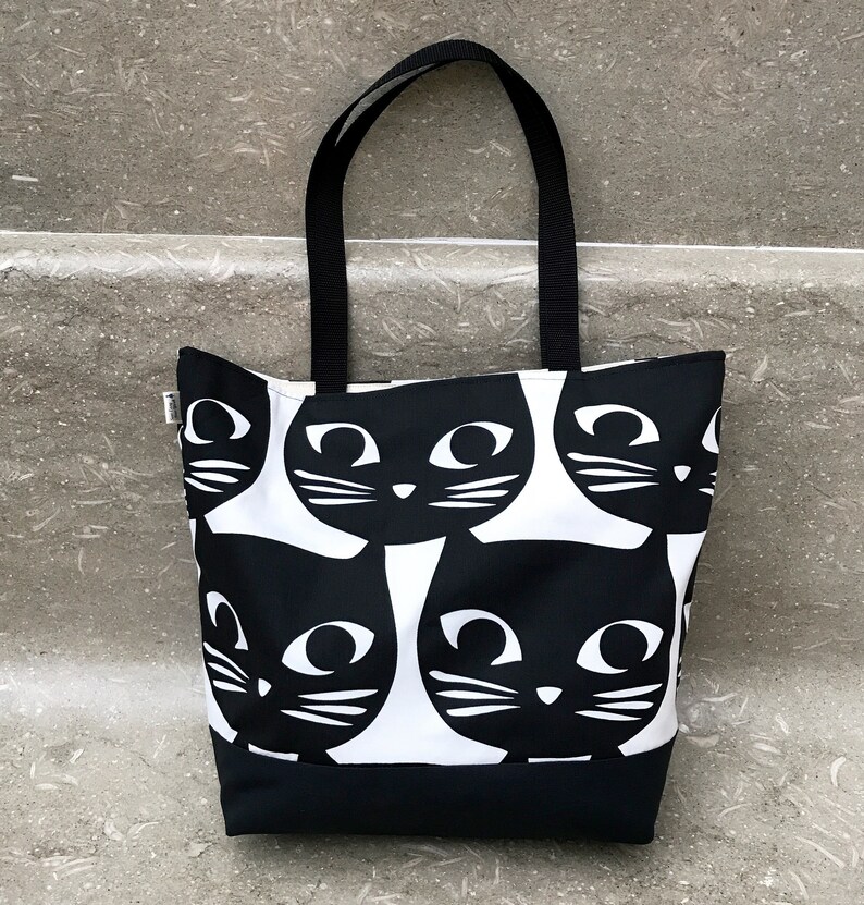 Super cute, Black Cat Large bag, Cat tote bag, Beach bag, Cat shoulder bag, Cat Market bag, Gift for Cat Lover,Black cat bag, Cat Tote purse image 4