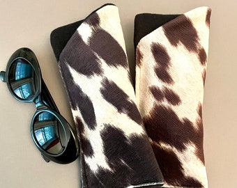 Faux Cowhide Eyeglass Case: Padded Vegan Sunglasses Protector