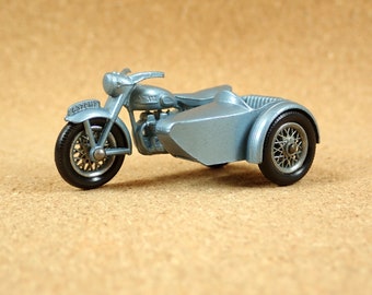 Matchbox No. 4 (4C) Triumph Motorcycle And Sidecar - 1960s Light Blue Matchbox Lesney Series Diecast Motorcycle - Vintage Collectible Toy
