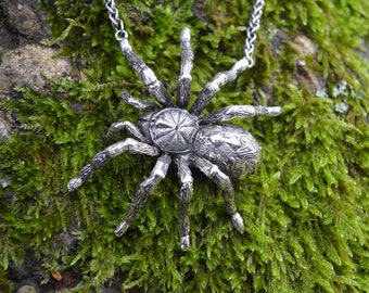 Spider Pendant - Pumpkin Patch Tarantula Pendant - Sterling Silver Tarantula Necklace - Nature Inspired Wildlife Jewellery by Emma Keating