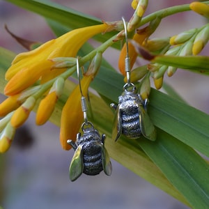 Sterling Silver Bumble Bee Earrings: Handmade Dangle or Stud Jewelry
