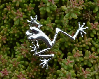 Broche de rana arborícola de plata de ley – Joyería artesanal de fauna silvestre