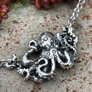 Silver Octopus Necklace - Blue-Ringed Octopus Pendant - Sealife Jewellery - Nature Inspired Wildlife Jewellery by Emma Keating
