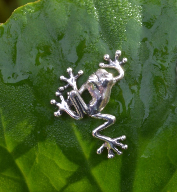 Frog Ornament Mini Red-eyed Tree Frog Figurine Sterling Silver