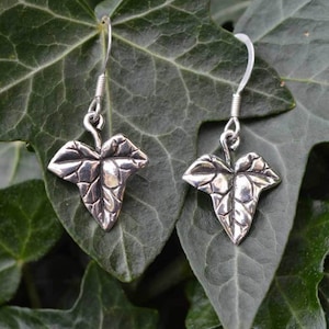 Ivy Leaf Earrings - Pair of Ivy Leaves or Mismatched Earrings - Earwig & Ivy Leaf (Drop or Stud) - Wildlife Jewellery by Emma Keating