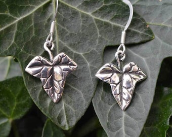 Sterling Silver Ivy Leaf Earrings – Handmade Nature Jewelry