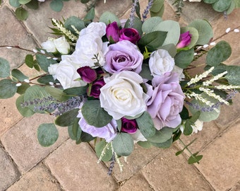 Rose bouquet, flower wedding bouquet, plum color wedding, lavender bridal bouquets, plum bride bouquet, purple bride bouquet.