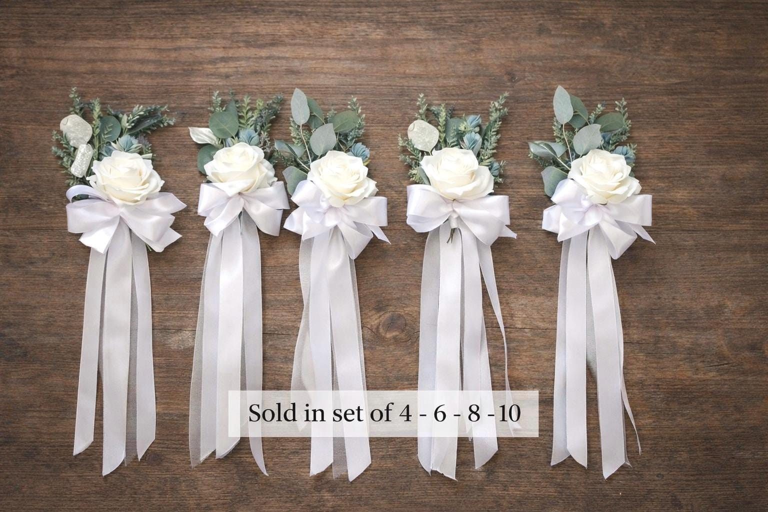 Marqueur d'allée de mariage blanc | Décoration de chaise de cérémonie rose ivoire | Décorations romantiques de banc de mariage en plein air | Lot de 4 - Canada Marqueur d'allée de mariage blanc | Décoration de chaise de cérémonie rose ivoire | Décorations romantiques de banc de mariage en plein air | Lot de 4 - Canada