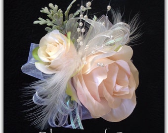 Wrist corsage, blush corsage, prom or wedding,silk corsage.