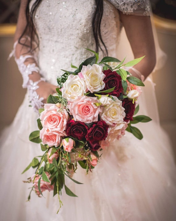 Ramo de novia rosa ramo de boda de jardín rosas rosas ramos - Etsy México