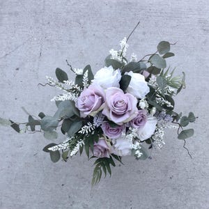 Lavender bridal bouquet, lilac bridal bouquet, lavender rose bride bouquet, romantic bride bouquet, eucalyptus bouquet.