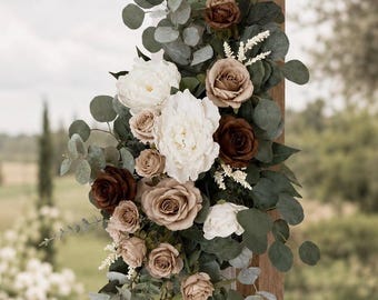 Brown Wedding Arch Flowers, Beige Taupe Wedding  Decor, Ivory Floral Swag, Neutral Wedding Flowers, Rustic Ceremony Arch, beige wedding