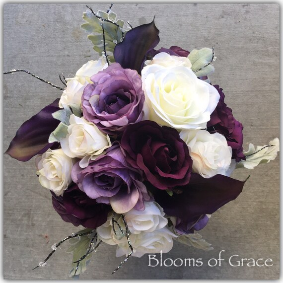 Plum Bouquet Bride Plum Bouquet Fall Wedding Wedding Etsy