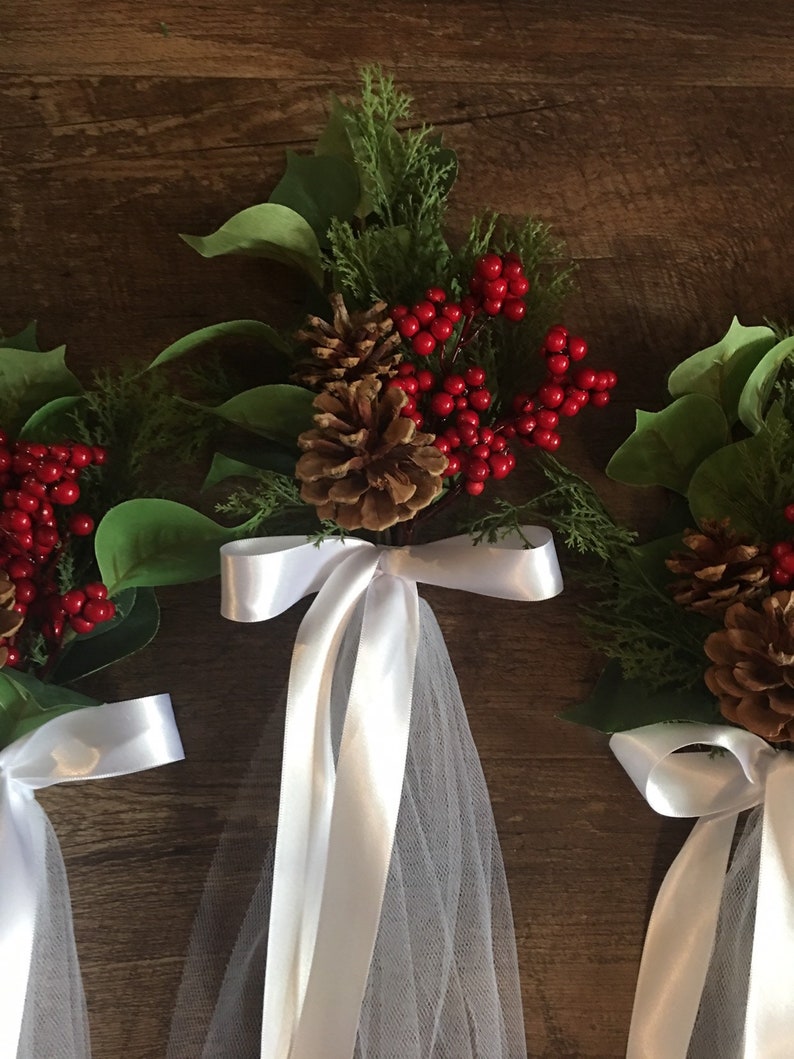 Wedding Pew Decoration Winter Wedding Decoration Church Etsy