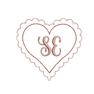 Valentines Scalloped Heart Outline Embroidery File- Monogram- Baby Lee Digital Design- Instant Download- 2 SIZES