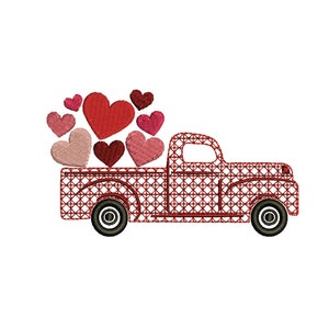 Valentine's Heart Vintage Truck Embroidery File Baby Lee Digital Design image 1