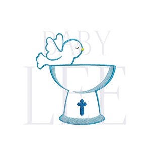 Religious Bird-Baptism-Christening Digital Machine Embroidery File- Baby Lee Embroidery Design- Instant Download- 3 SIZES