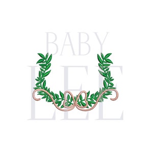 Floral Garland with Flowy Bow for Monogram- Digital Machine Embroidery File- Baby Lee Digital Design-5 SIZE