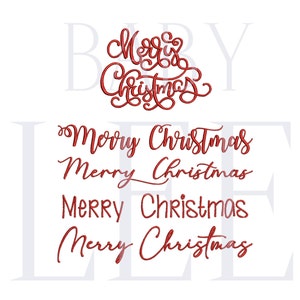 Pacote de cartas de Feliz Natal para máquina de bordar - 5 designs, 2 tamanhos cada - Download instantâneo - Design de bordado Baby Lee
