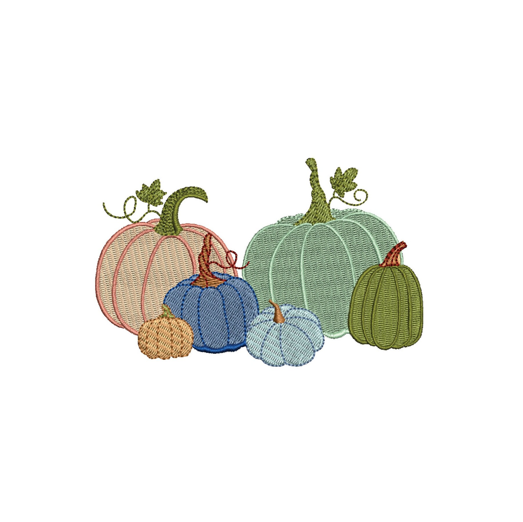サンプル Autumn Colorful Pumpkins Machine Embroidery File- Baby Lee