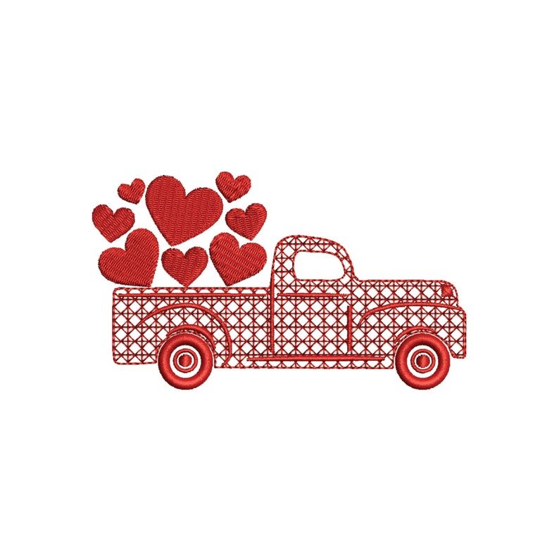 Valentine's Heart Vintage Truck Embroidery File Baby Lee Digital Design image 3