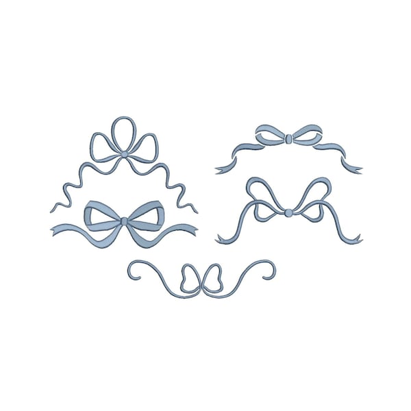 5 Flowy Vintage Bow Pack BUNDLE Digital Machine Embroidery File Instant Download- Baby Lee Embroidery Design- 5 SIZES