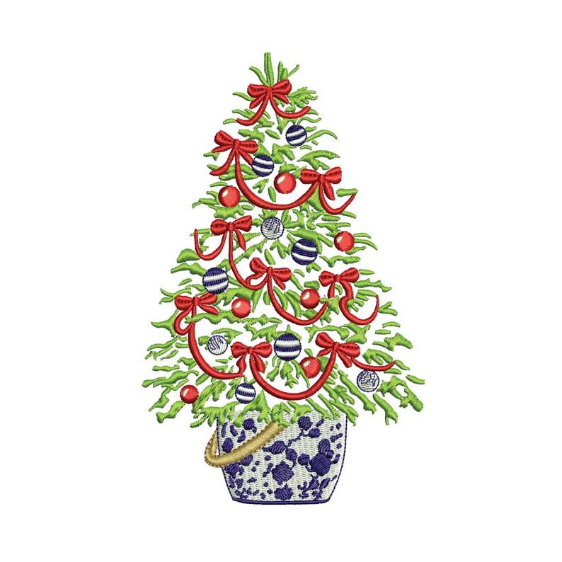 Chinoiserie Christmas Tree Digital Machine Embroidery File Etsy