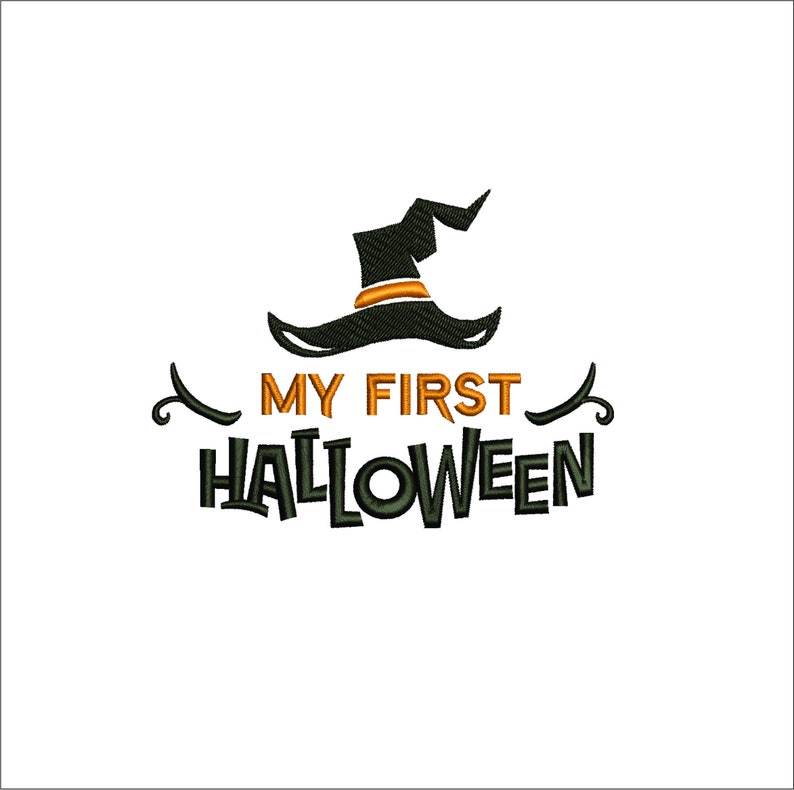 My First Halloween Witch Hat Digital Machine Embroidery File Baby Lee Embroidery Design image 1