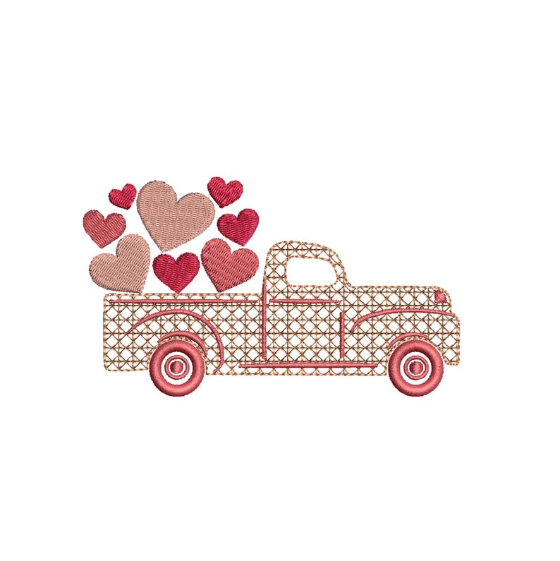 Valentine's Heart Vintage Truck Embroidery File Baby Lee Digital Design image 2